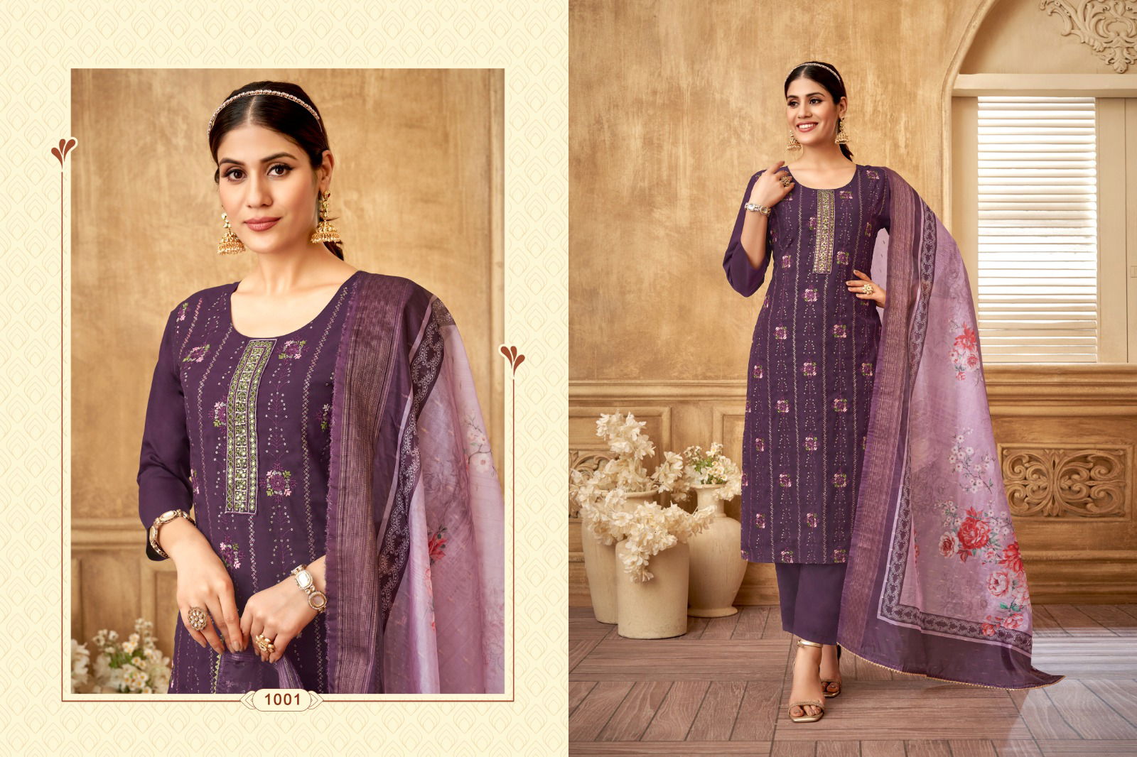 Daisy By Kf Roman Silk Embroidery Kurti With Bottom Dupatta Wholesale Price In Surat